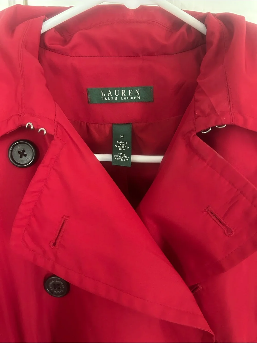 Lauren Ralph Lauren Red Trench Coat Medium - Picture 2 of 7